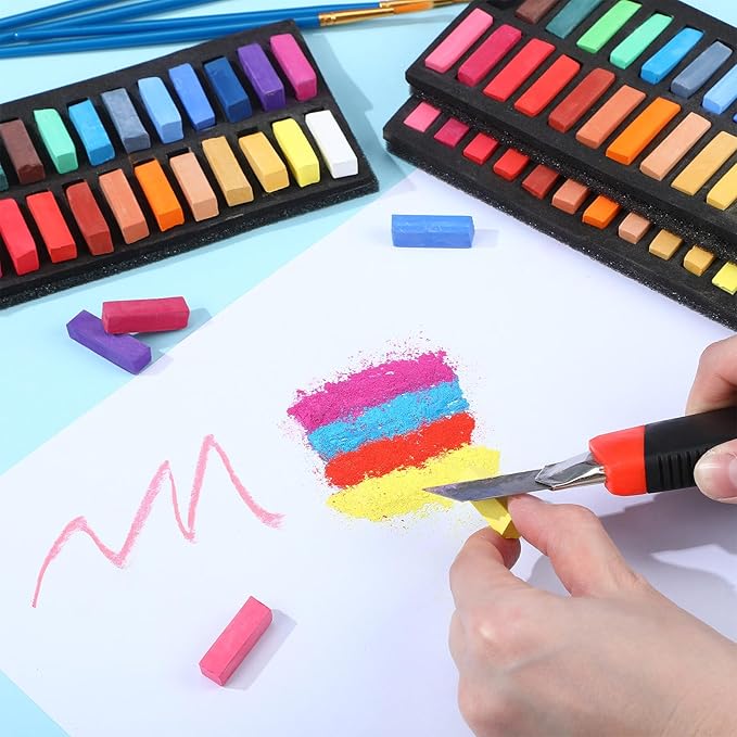 288 Pcs Soft Chalk Pastels Set of 24 Colors Bulk 1.18 Inches Square Dry Artist Chalk Pastel Sticks for Office Art Drawing Painting Professional Art Supplies Kit