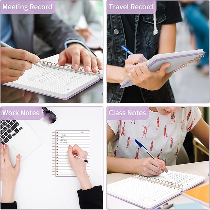 Forvencer Lined Spiral Journal Notebook with 300 Numbered Pages, B5 College Ruled Thick Journals for Writing with 100GSM Paper, Hardcover Notebooks with Contents for Work, School, Women, Men, Purple