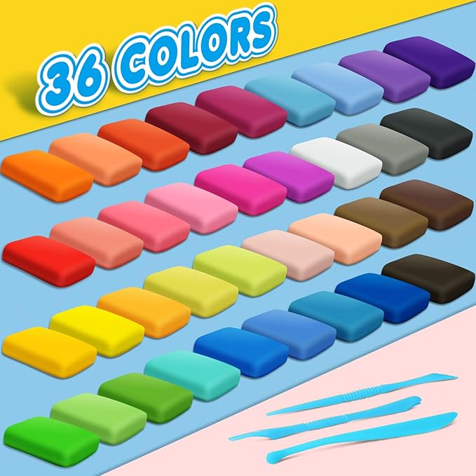 Magic Clay - Air Dry Clay 36 Colors, Modeling Clay for Kids with Tools, Soft & Ultra Light, Toys Gifts for Age 3 4 5 6 7 8+ Years Old Boys Girls Kids