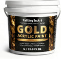 Falling in Art Gold Metallic Acrylic Paint, 33.8 Oz Heavy Body Gold Leaf Paint, Non-Toxic Art Paints for Metal, Furniture, Canvas, and DIY Crafts