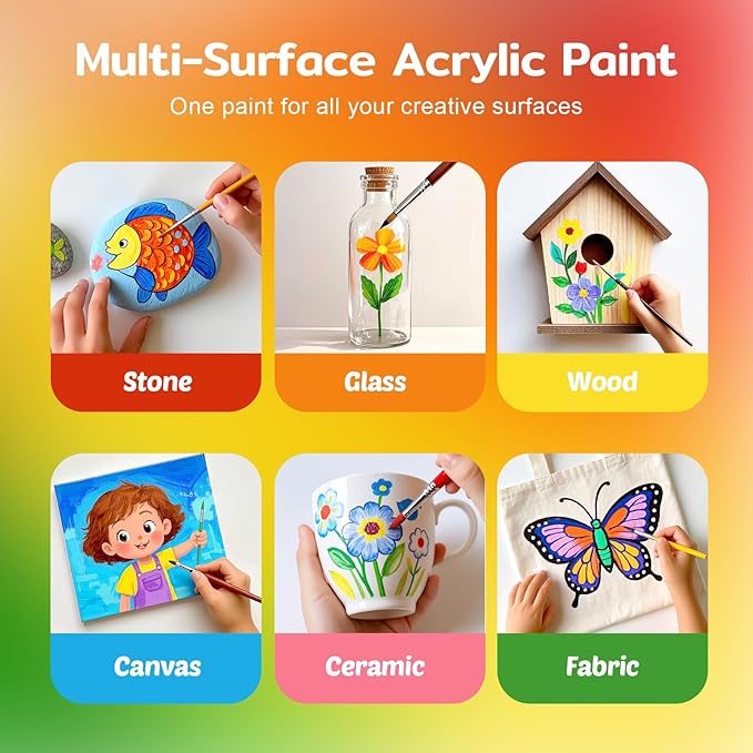 14 Colors Large Bulk Acrylic Paint Set (500 ml/16.9 oz Extra Large Bottles), Non-Toxic for Kids & Adults, Acrylic Paint Bulk on Wood, Glass, Ceramic, Art Painting Supplies with Palette Knife