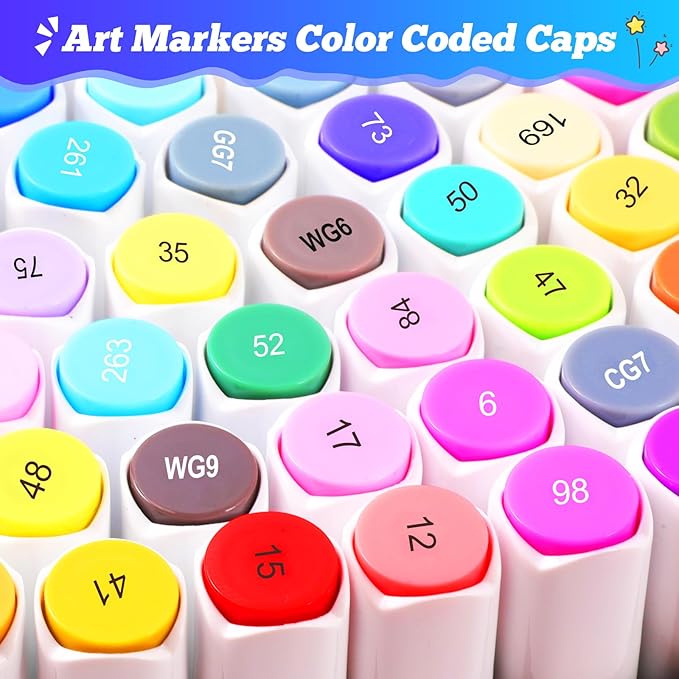 Taotree Alcohol Markers Set 121 Colors Dual Tips Art Markers Sketch Pens Set, Fine & Chisel Drawing Art Supplies Kit, Coloring Drawing Pens Set Christmas Gifts for Adults Artist, Painting Sketching
