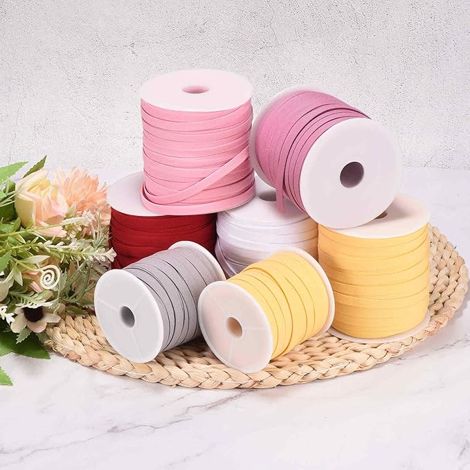 MECCANIXITY 1 Inch Single Fold Bias Tape Polyester Continuous Bulk Bias Tape for Sewing, Seaming Quilting Hemming Binding Crafts (Coffee 25 Yards)