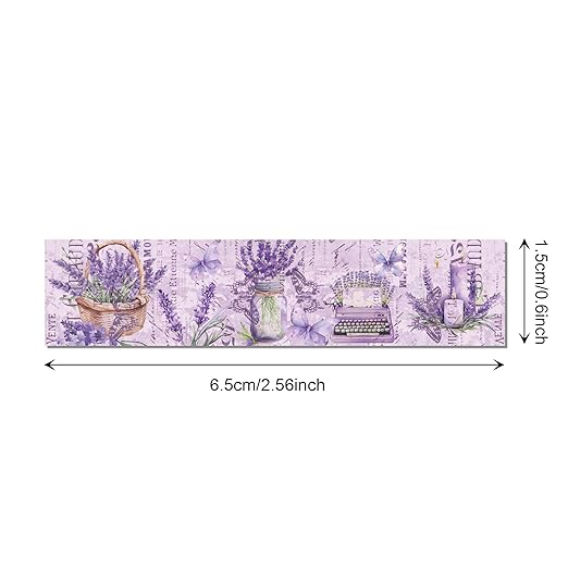 12 Pcs Lavender Washi Tape Purple Floral Masking Tape Decorations Flower Butterfly Decorative Paper Sticker for Journals, Planners, DIY Craft Gift Wrapping Handbook Stickers