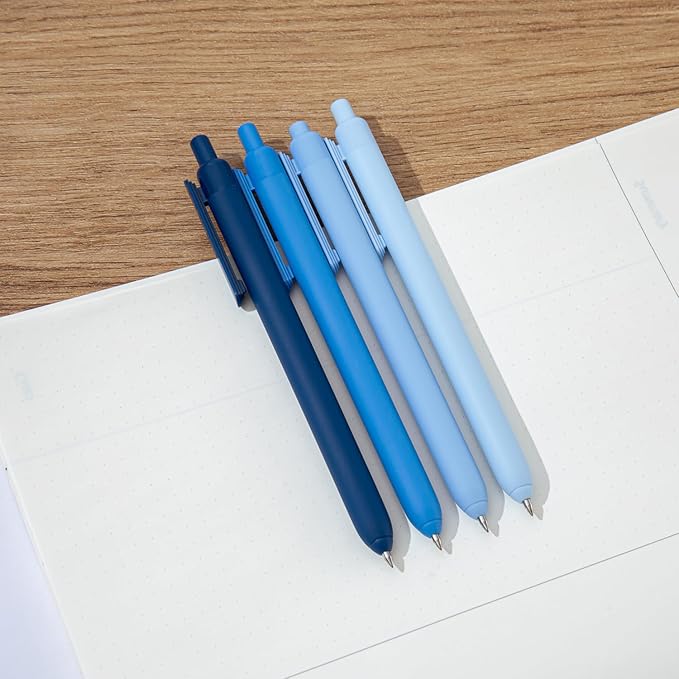 Y YOMA 4 Pcs Fine Point 0.5mm Gel Pen Black Ink Retractable Ballpoint Pen Smooth Writing Quick Dry Gel Pens Cute Aesthetic Pen Pastel Refillable Pen for School Home Office Supplies, Lake Blue