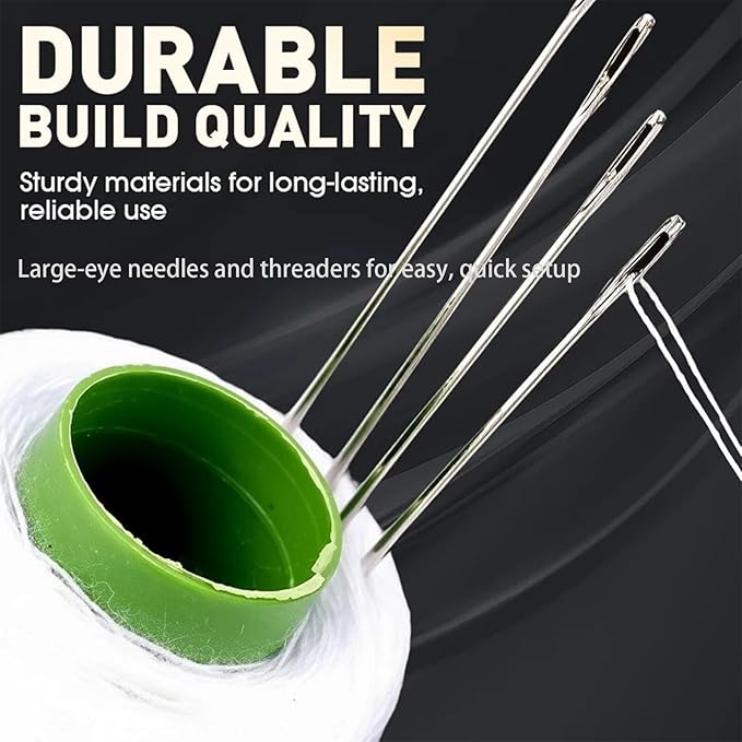 Big Eye Steel Sewing Needles Kit, 34PCS Big Eye Steel Needles Set, Portable Stainless Steel Needles for Hand Sewing, Long & Thin Handmade Quilting & Sewing Kit for DIY Sewing Projects (37 pcs kit *2)