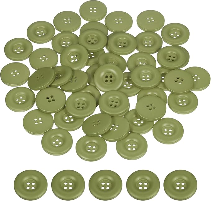 HARFINGTON 50pcs Sewing Button 30mm (1-3/16 Inch) 4 Holes Resin Thickened Round Crafting Replacement Buttons for Clothing DIY Crafts Decoration, Green