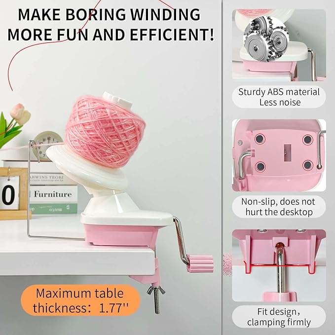 SPEENSUN Yarn Winder, 3.5 OZ Easy-to-Install and Efficiently Yarn Ball Winder, 250 Stitch Markers/6 Plastic Sewing Needles/2 Crochet Rings with Storage Box, Best for Crochet and Knitting Lover