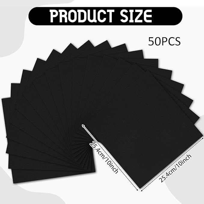 Breling 50 Pcs 10 x 10 Inch Cotton Fabric Bundle Squares Precut Fabric Squares for Sewing Making Quilts for Craft Lovers (One Size,Black)