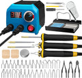 LH55-T2-NS3 Both ports are heating up simultaneously Wood Burning kit Wood Burning Tool Pen 200~750℃, with Digital Thermometer,3 pen, 3 solid copper pen tips, 33 Wood Burning Pen Tips