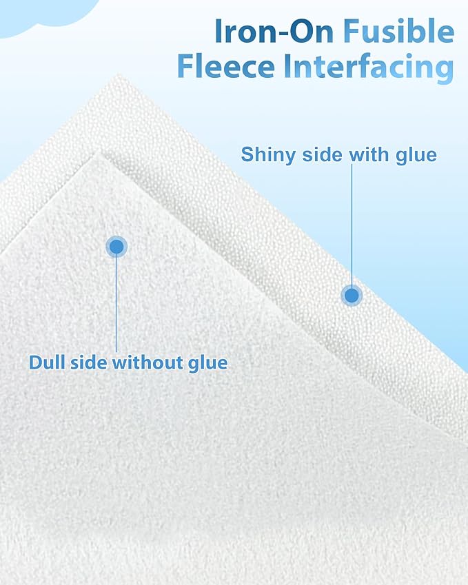 PLANTIONAL Iron-On Fusible Fleece Interfacing: 16.5 Inches x 10 Yards Medium Weight Single-Sided Loft Iron On Fusible Fleece White for Sewing Crafting and Home Decor