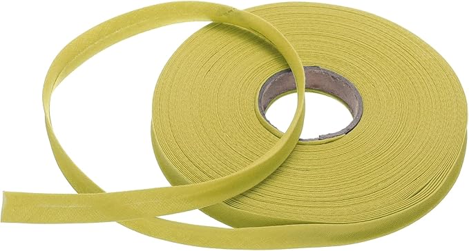 MECCANIXITY 1/2 Inch Single Fold Bias Tape Polyester Continuous Bulk Bias Tape for Sewing,Seaming Quilting Hemming Binding Crafts (Gold 25 Yards)