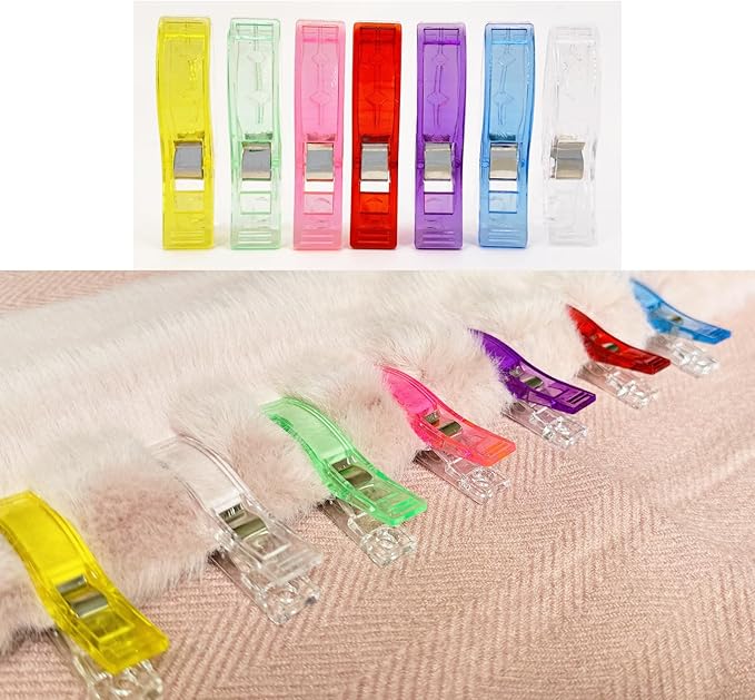 50 PCS Large Sewing Clips, 7 Bright Colors Multipurpose Quilt Clips Craft Tools Quilting Accessories with Box Packed