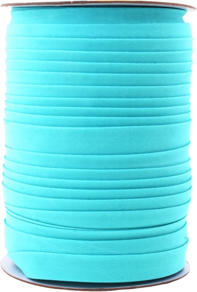 Mandala Crafts 55 Yards 1/2 Inch Turquoise Double Fold Bias Tape for Sewing - Bias Binding Tape for Quilting Binding, Hemming, Seam, and Fabric Piping