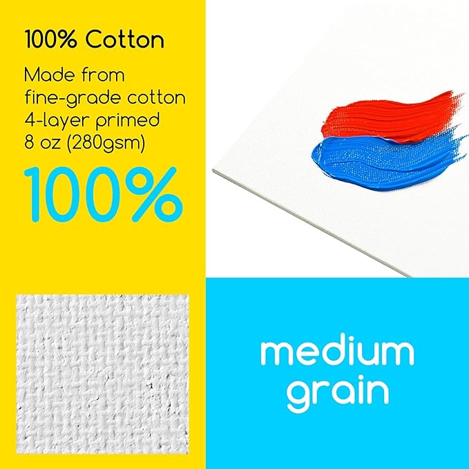 MEEDEN 12-Pack 100% Cotton Canvas Boards for Painting - 12x16'' Blank Canvas Panels for Oil & Acrylic Painting, Ready to Paint Art Supplies for Professional Artists, Students