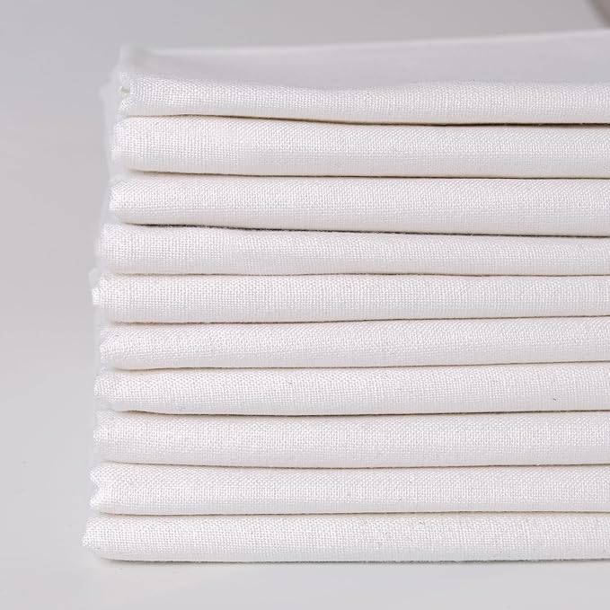 10 Pieces 18 x 21 Inches Cotton Fabric Precut Quilting Fabric Bundles Solid Colors Layer Cakes Quilt Material for DIY Craft Sewing Embroidery (White)