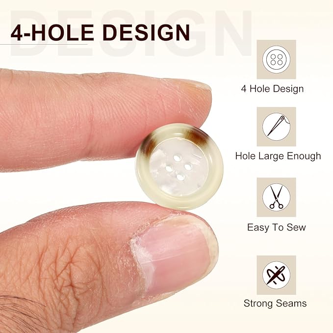 HARFINGTON 24pcs Sewing Button 28mm (1-1/8") 4 Holes Resin Round Buttons Craft Sewing Accessories for Clothing DIY Crafts Decoration, White