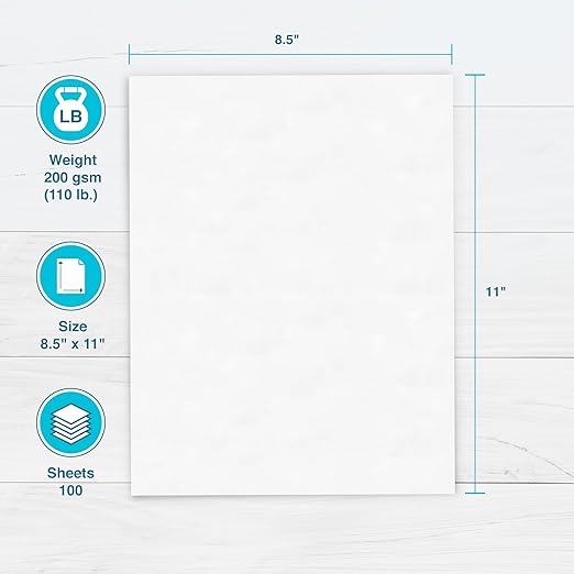 PrintWorks White Matte Cardstock 8.5" x 11" - 100 Sheets - 200 gsm Paper/110 lb Cardstock - Prints Like Matte Photo Paper - Ideal for School & Crafts - Photo Card Stock Made in the USA (00568)