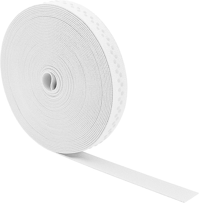 Mandala Crafts 0.5 Inch Elastic Silicone Gripper Tape for Clothing - 10 Yds Dotted Non Slip Elastic Band for Sewing - White Silicone Flat Fabric Stretchy Ribbon Straps
