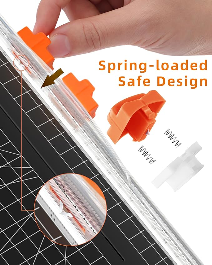 Firbon 2Pcs Refill Blades for A4 A5 Paper Cutter, Spring-Loaded Safeguard Design Replacement Blade for Paper Trimmers (Orange)