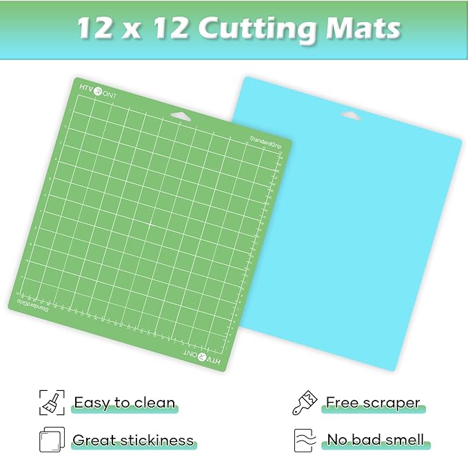 HTVRONT Variety Cutting Mat, 2 Pcs Cutting Mat 12x12 Compatible with Cricut Maker 3/Maker 4/Maker/Explore 3/4/Air 2/One Cutting Machine (LightGrip, StandardGrip), Cutting Mats Replacement Accessories