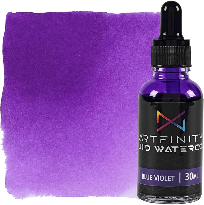 Liquid Watercolor Paint 30 ml Bottle, Blue Violet - Vibrant Dye-Based Liquid Watercolor w/Glass Pipette, Fast-Drying, Fine Art Paint for Calligraphy, Airbrushing & Traditional Art