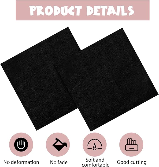 Mixweer 300 Pcs 4 x 4 Inches Cotton Fabric Squares Precut Quilting Fabric Bundles Solid Colors Quilt Material for DIY Craft Sewing Embroidery(Black)