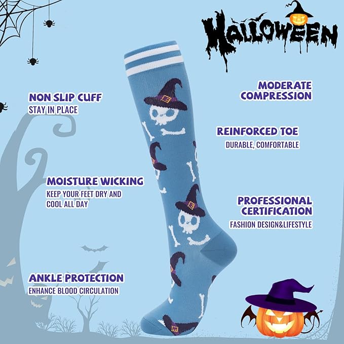 fenglaoda Compression Socks for Women Men Support Circulation 6 Pairs Socks For Nurse, Travel, Flight