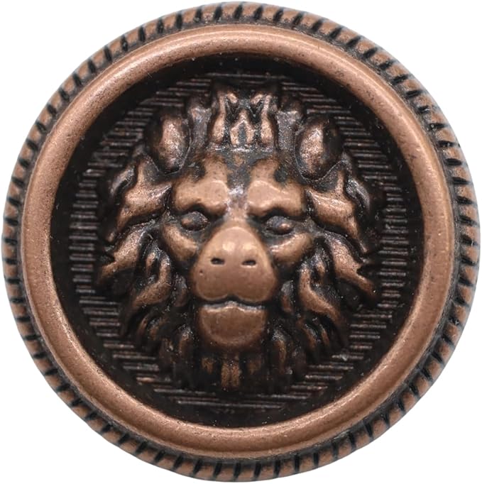 Antique Copper Metal Buttons - 12 Pcs - 3 Size Options - Lion Round Metal Shank Buttons Vintage for Men Women Blazer Coat Uniform Shirt Suit and Jacket Sewing Craft DIY N21201