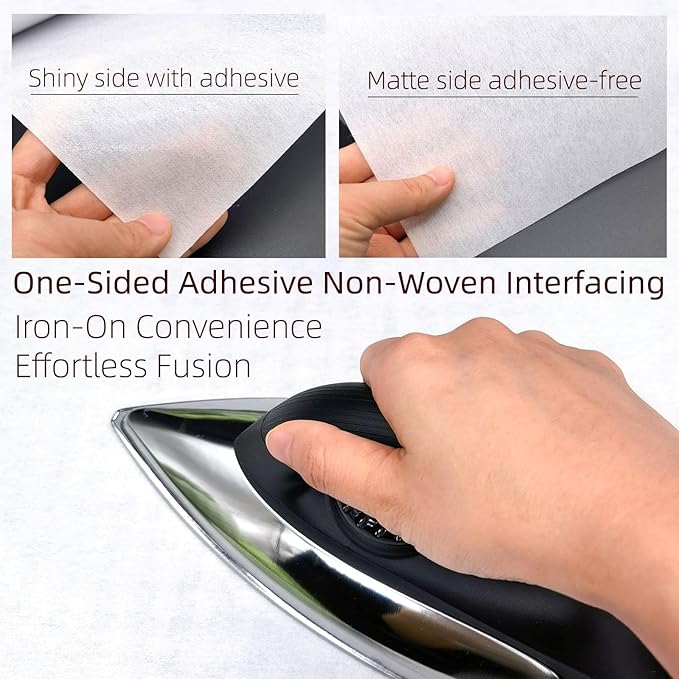 ANXINZENITH for Garments Interfacing for Sewing-11.8" x 30.6 Yards,White Iron-On Non-Woven Fabric Stiffener,Suitable for Quilting,Crafts,Clothing,and Home Decor Sewing Materials（80g/㎡）