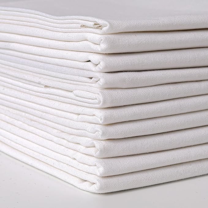 18 * 21inch Cotton Fabric Premium,11 Options Solids, 10PCS Solid Precut Fabric Pure Quilting Fat Quarter Bundles Patchwork for Sewing DIY Craft (White)