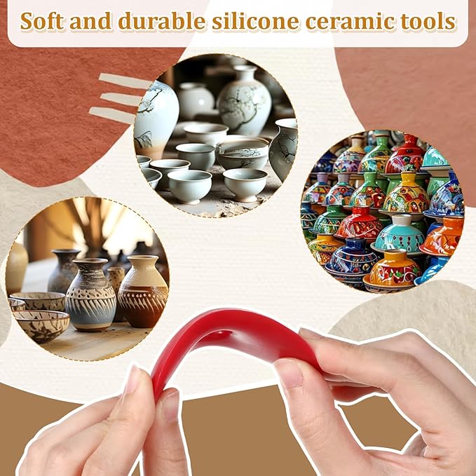 16 Pcs Soft Silicone Pottery Ribs, Multi Styles DIY Smooths Shapes Pottery Trimming Tools, Silicone Clay Ceramic Ribs, 4 Styles, for Shapes Sculpting Mud Trimming Throwing