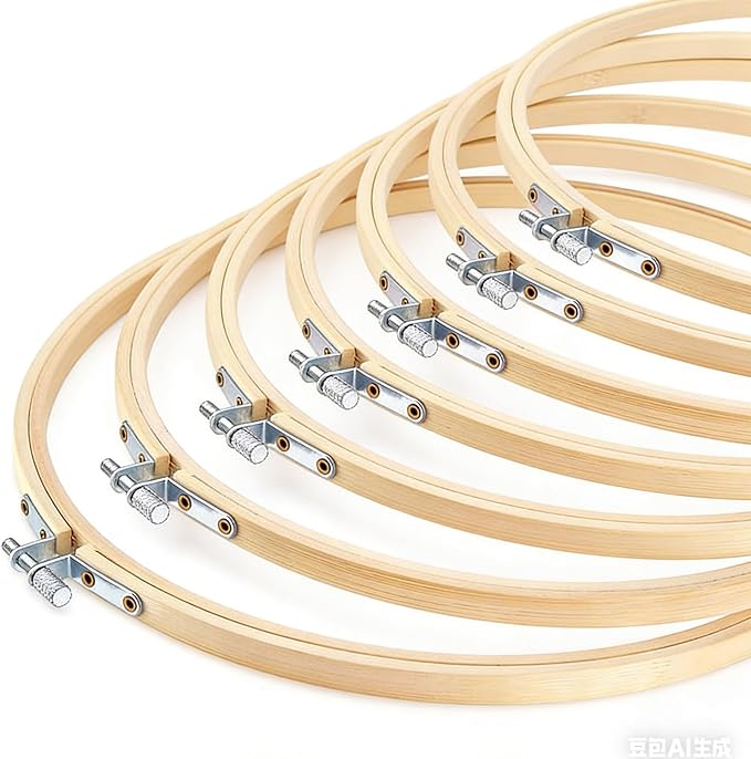 12 Pieces 9 Inch Embroidery Hoops Adjustable Wooden Circle Cross Stitch Hoop Ring for Art Craft Handy Sewing and Christmas Ornaments