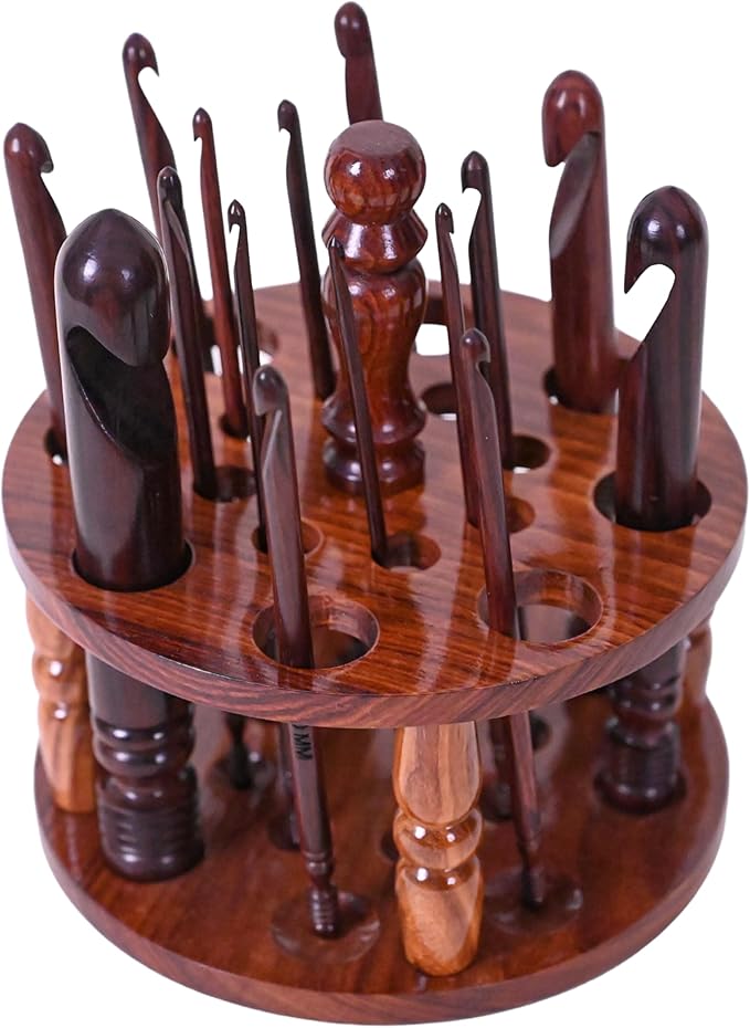 ArtsyCraftIn | Wooden Handmade Crochet Hooks Holder for Ergonomic Crochet Hooks Knitting & Crocheting Needles-Extra Long Crochets Holder - (Only Crochets Holder)