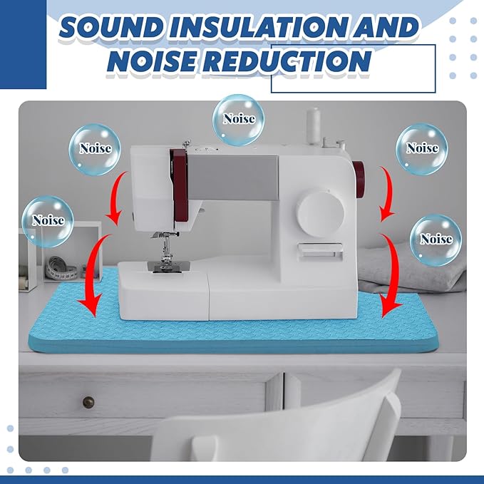 2 Pcs Sewing Machine Muffling Mat Pedal Sewing Mat Reduce Vibrations Noise No Slip Machine Accessories for Quilting (15'' X 20'' and 9'' X 14'',Sky Blue)