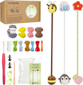 WaldyWop Crochet Kit for Beginners: 3 Animal & Flower Bookmarks Knitting Kits for Girls w/Easy Yarn, Crochet Hook & Easy Video Tutorials-Wobbles Crochet Animal Kit for Adults, Birthday Gifts for Women