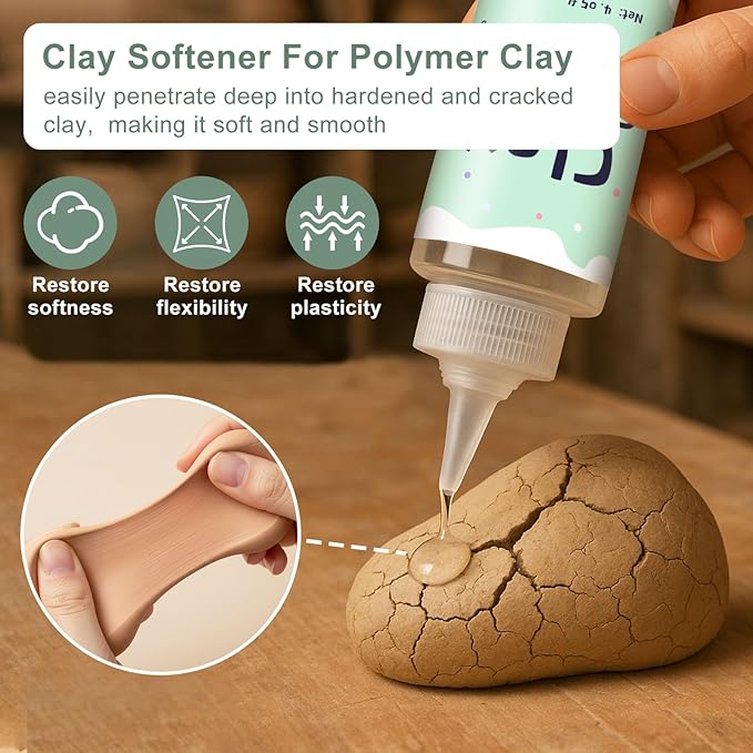 120ml Polymer Clay Softener, Restore Clay Flexibility, Increase Ductility & Strong Adhesion, for Ceramic Artists, Crafts, and DIY Projects