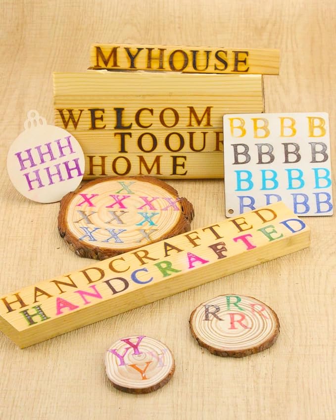 26 Pcs 5/8" Wood Burning Alphabet Letters Kit, Wood Burning Letter Stamps for Wood Branding Leather Crafting, Ideal Wood Burner Letters Gifts for Christmas Wedding Birthday Party