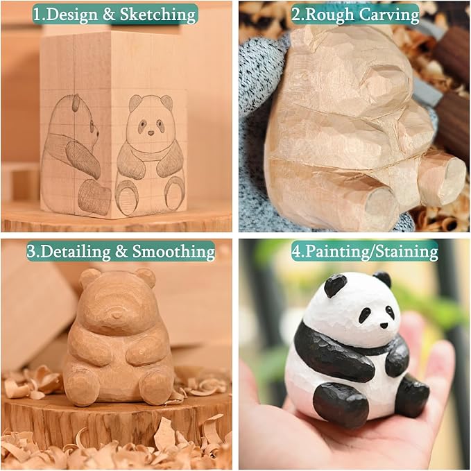 19PCS Basswood Carving Blocks，4 Different Sizes Whittling Wood Blocks，Soft Carving Basswood Kit for Crafts Beginners