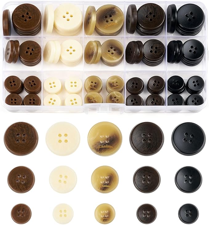 105Pcs Mixed Sewing Buttons,5 Color 4-Hole Craft Buttons,3 Size (15mm, 20mm, 25mm) Sewing Buttons for Clothes, Suitable for for DIY Crafts, Coats, Shirts, Pants, Shorts（Color6）