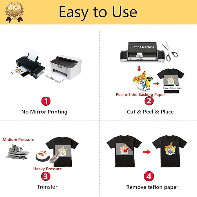 TransOurDream Tru-Heat Transfer Paper for T Shirts (50+50 Sheets, 8.5x11", Mix Pack) Printable Heat Transfer Vinyl for Dark & Light Fabrics Iron on Transfers for Laserjet & Inkjet Printer