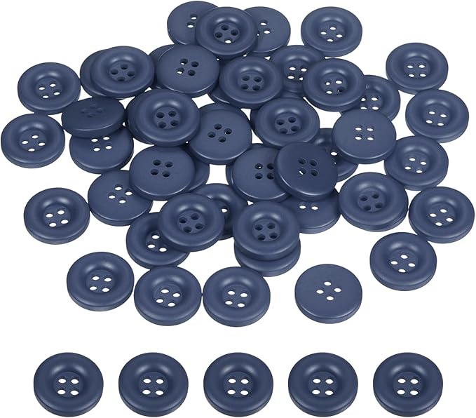 HARFINGTON 50pcs Sewing Button 20mm (3/4 Inch) 4 Holes Resin Thickened Round Crafting Replacement Buttons for Clothing DIY Crafts Decoration, Dark Blue