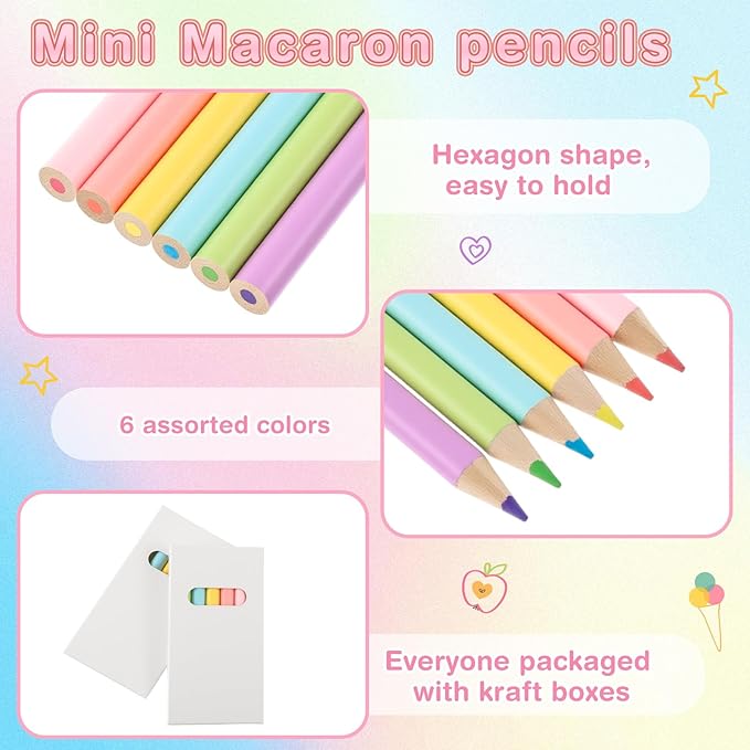 Ctosree 50 Packs Macaron Pastel Mini Colored Pencils Bulk 3.5 Inch Coloring Drawing Pencil in Boxes Goodie Bags Gift for Kids Adult Classroom School Painting Christmas Birthday Party Favor, 6 Per Pack