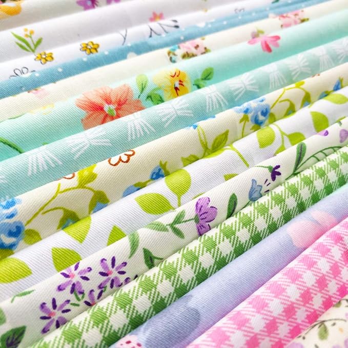 flic-flac 50pcs 8 x 8 inches (20cmx20cm) Cotton Fabric Squares Quilting Sewing Floral Precut Fabric Square Sheets for Craft Patchwork (50pcs 20cm*20cm)