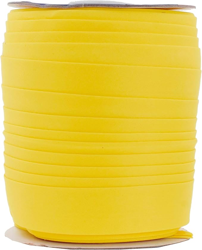 Mandala Crafts 55 Yards 1 Inch Yellow Double Fold Bias Tape for Sewing - Bias Binding Tape for Quilting Binding, Hemming, Seam, and Fabric Piping