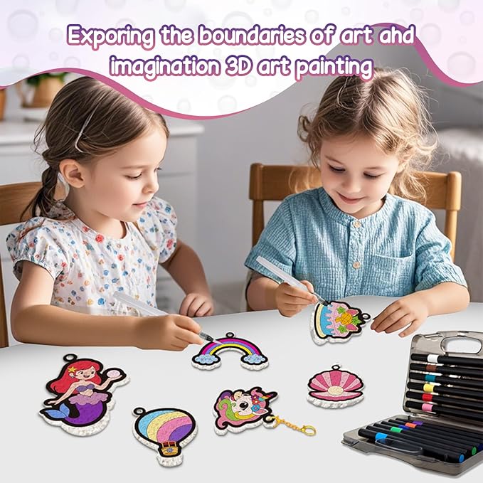 FarmNix 3D Art Kit, Magic Foam Texture Painting Kit, Zero-Pollution Digital Coloring Creative Crafts for Kids, DIY Painting Gifts for Children's Birthday Parties Ages 4, 5, 6, 7, 8, 9, 10