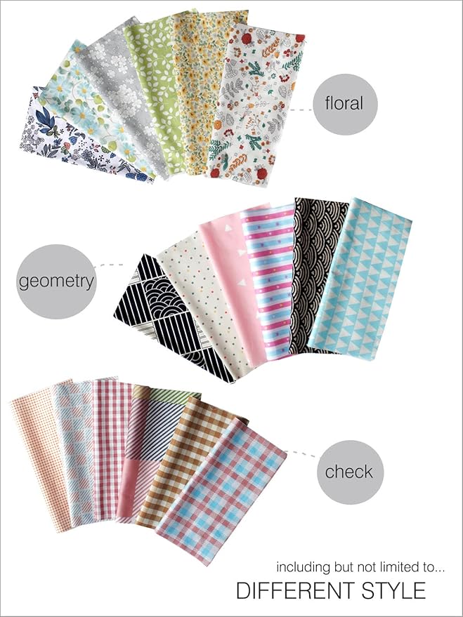 Precut Fabrics for Quilting no Repeat Design Printed Floral Cotton Fabric for Patchwork Squares Bundles for Craft DIY /45pcs 8" x 8"