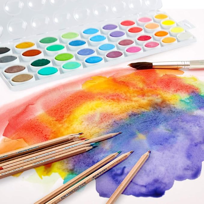 COLOUR BLOCK 62-Piece Watercolor Paint Set, Pencil, Brushes and Water color Paper Painting Set Vibrant Colors Art Kit
