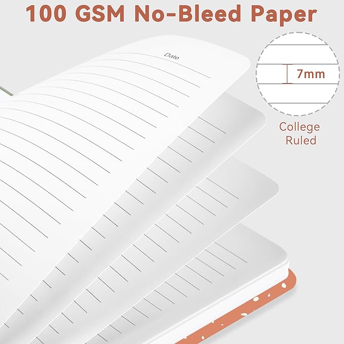 Lined Spiral Journal Notebook, A5 College Ruled Notebook for Journaling, Note-Taking, and Daily Planning, Durable Hardcover with an Elegant Design，Orange