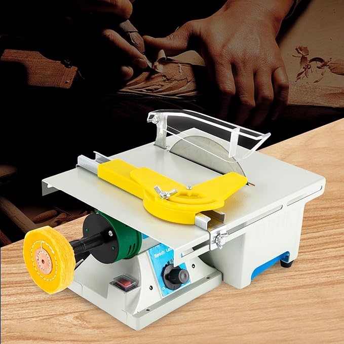 5-in-1 Mini Table Saw Jewelry Making Polisher w/Flex Shaft, 750W Multifunctional Bench Grinder Sander Buffing Machine Metal Dental Polishing Woodworking Tool - 10,000Rpm for Metal, Wood, DIY Crafts